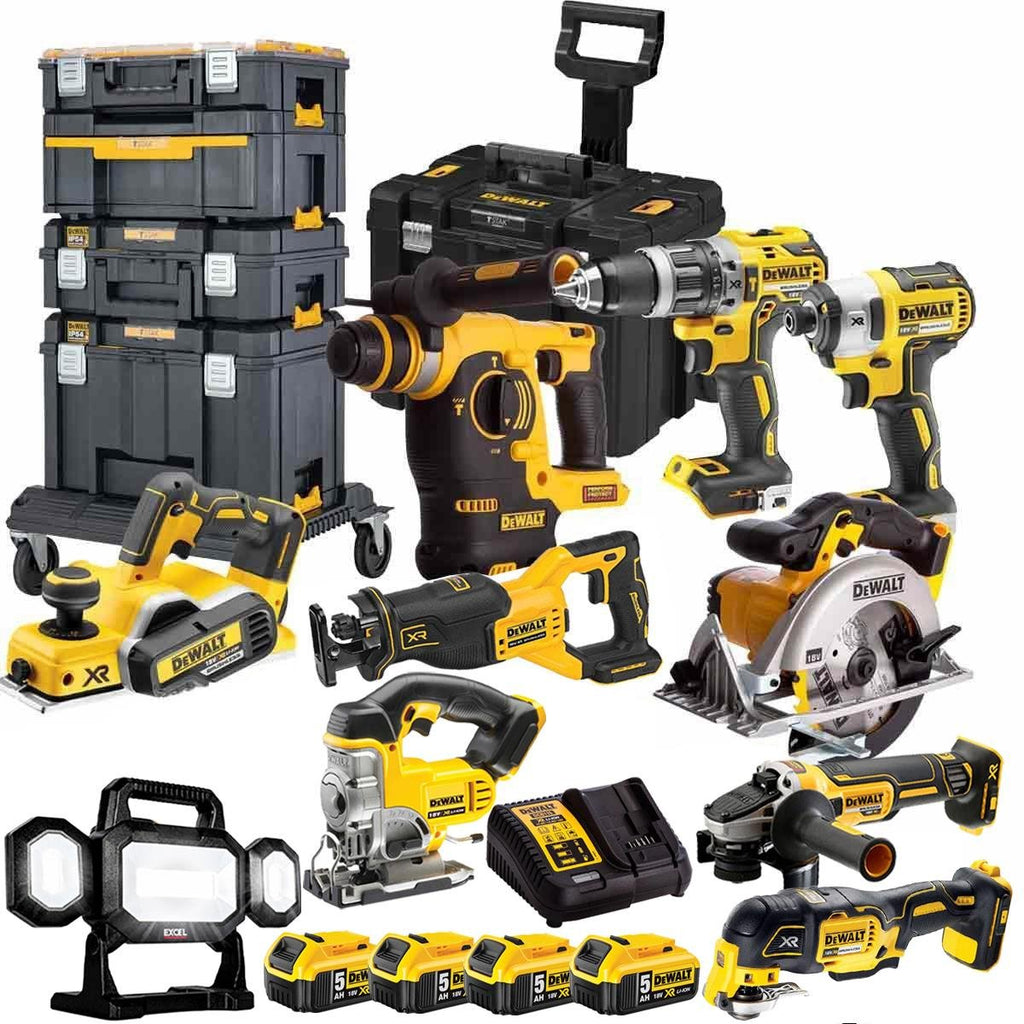 18V Cordless 10-Piece Power Tool Kit with 4 x 5.0Ah Batteries & Charger