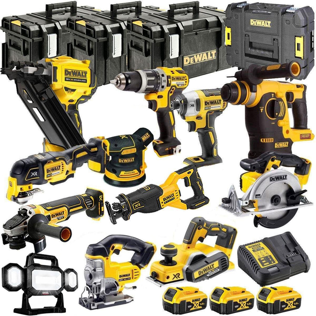 18V Cordless 12-Piece Power Tool Kit with 3 x 5.0Ah Batteries & Charger incl. Framing Nailer