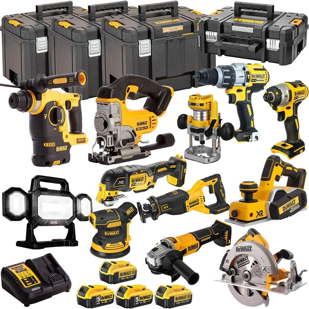 18V Cordless 12-Piece Power Tool Kit with 4 x Batteries & Charger incl. Random Orbital Sander