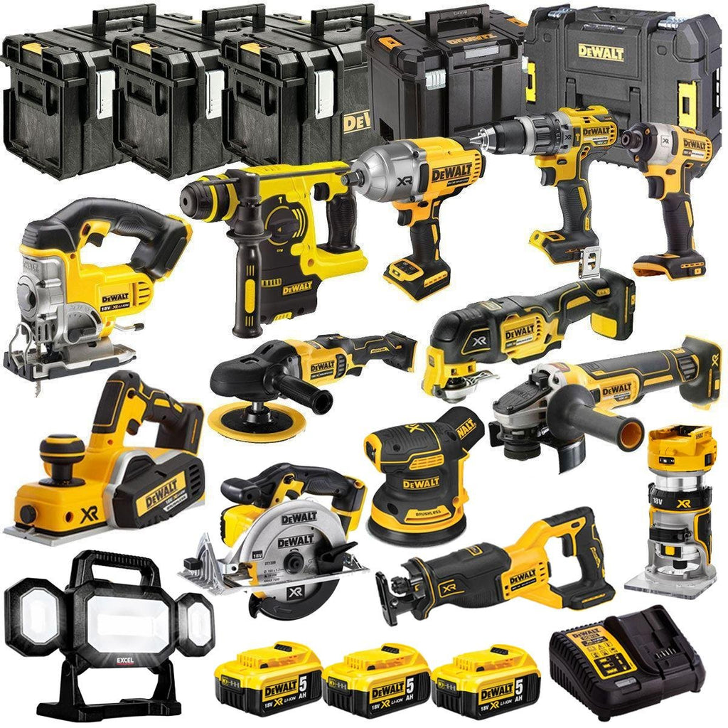 18V Cordless 14-Piece Power Tool Kit with 3 x 5.0Ah Batteries & Charger incl. Rotary Polisher