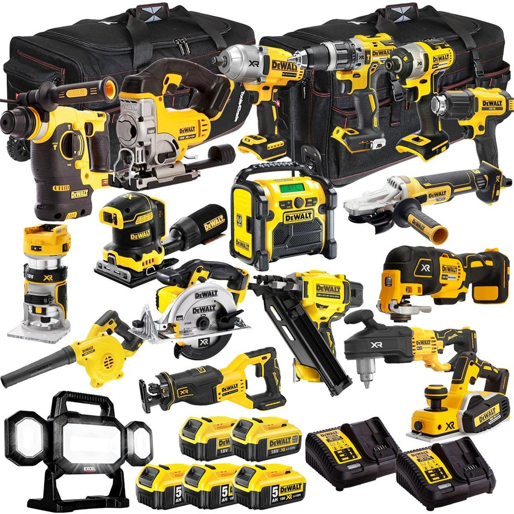 18V Cordless 18-Piece Power Tool Kit with 5 x Batteries & Charger incl. Palm Sander