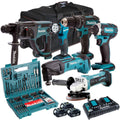 18V Cordless 6-Piece Power Tool Kit with 3 x 5.0Ah Batteries & Charger, Accessory Set
