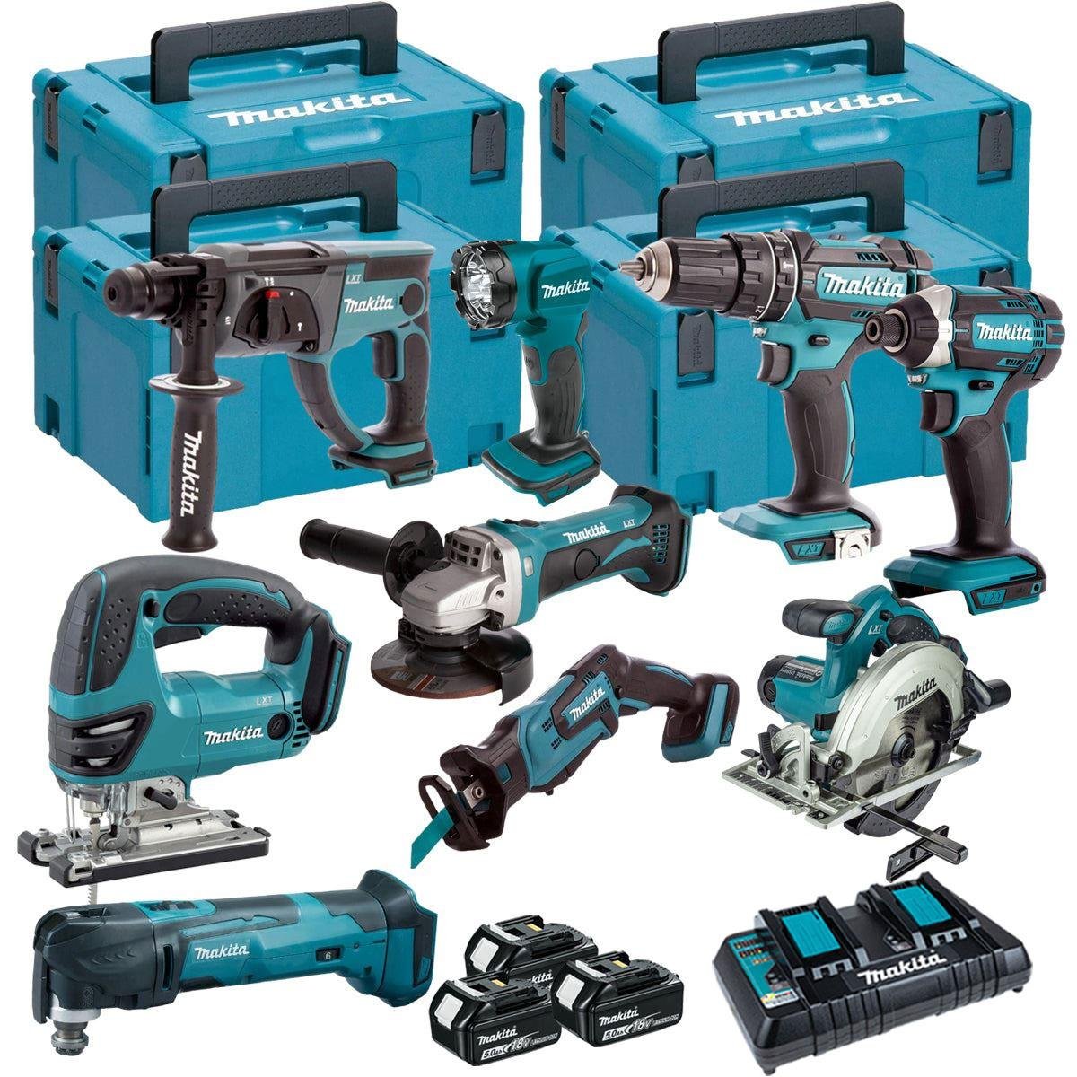 18V Cordless 9-Piece Power Tool Kit with 3 x 5.0Ah Batteries & Charger (Set B)