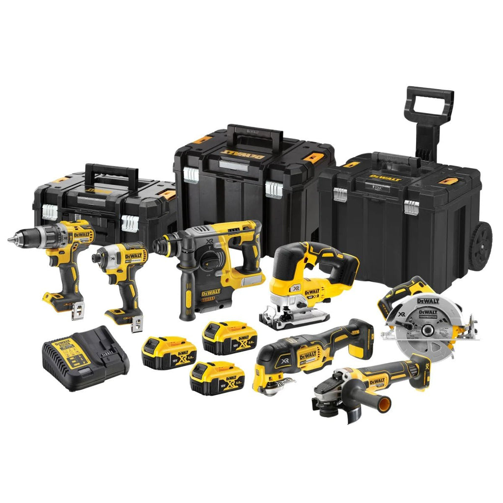 18V Cordless Brushless 7-Piece Power Tool Kit with 3 x 5.0Ah Batteries & Charger
