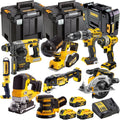 18V Cordless Brushless 9-Piece Power Tool Kit with 3 x 5.0Ah Batteries & Charger