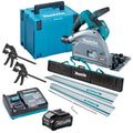 40V Brushless Plunge Saw with 2 x Guide Rail, Connector, Clamp Set & 1 x 4.0Ah Battery Charger (Set A)