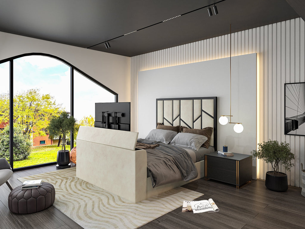 Amaryn Luxe Metal Tv Bed Frame - King