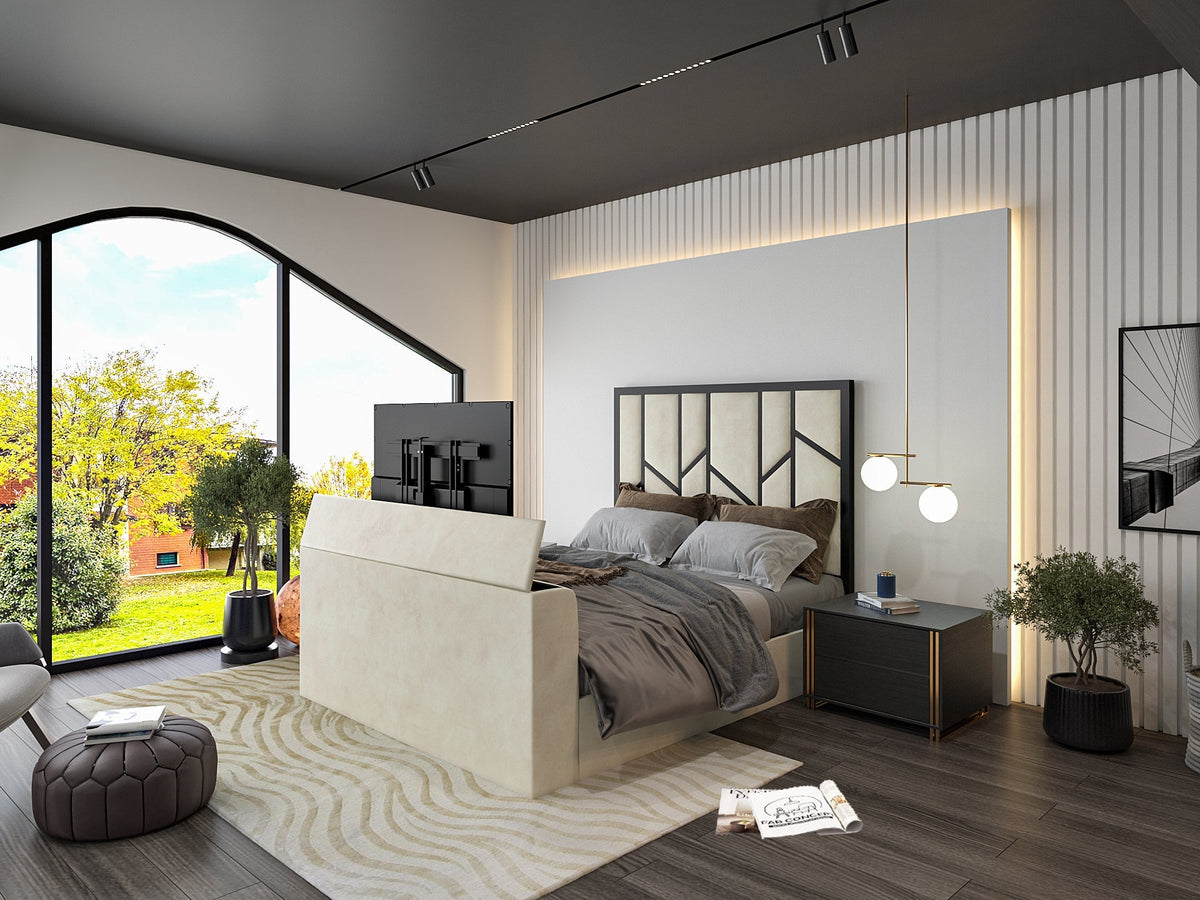 Amaryn Luxe Metal Tv Bed Frame - King