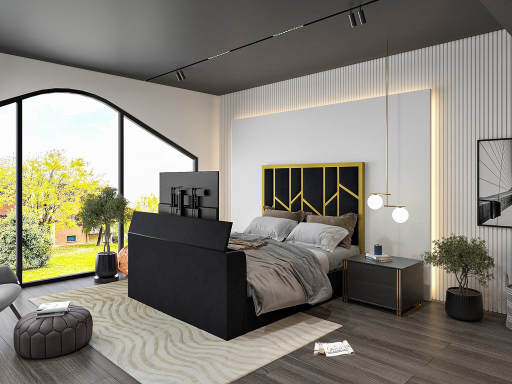 Amaryn Luxe Metal Tv Bed Frame