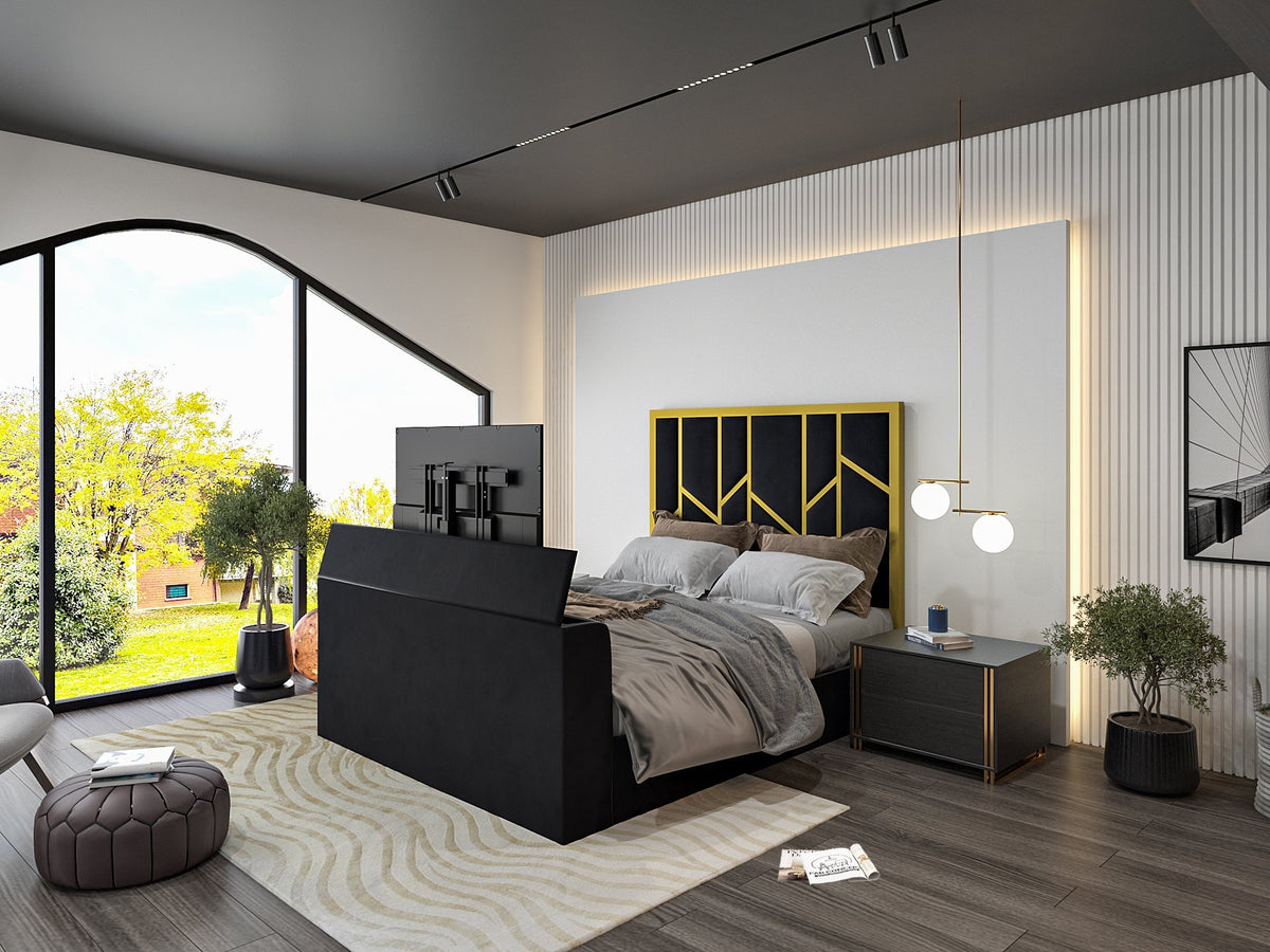 Amaryn Luxe Metal Tv Bed Frame