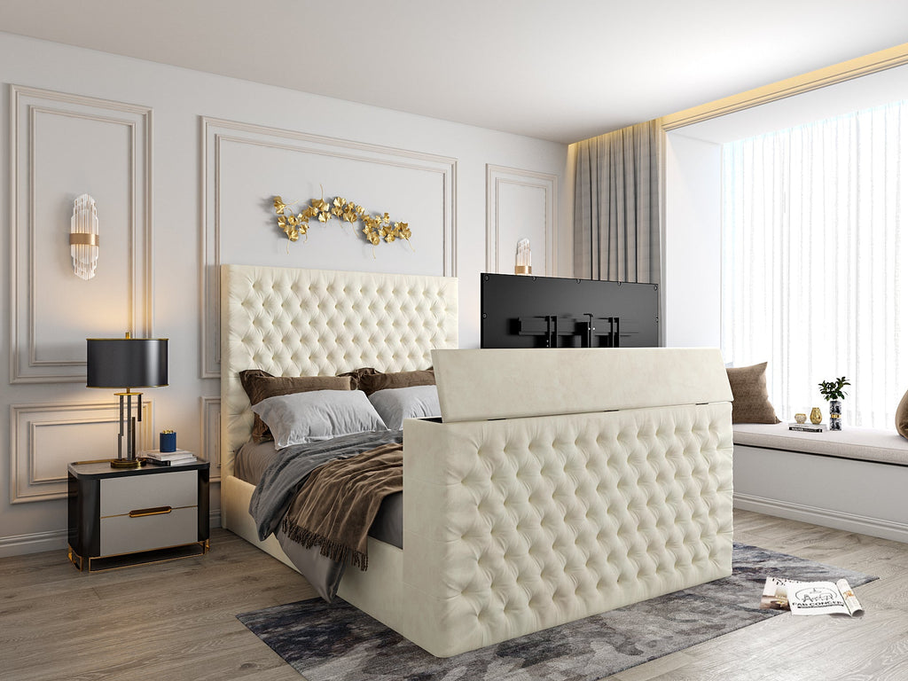 Colina Upholstered Soft Velvet Tv Bed Frame