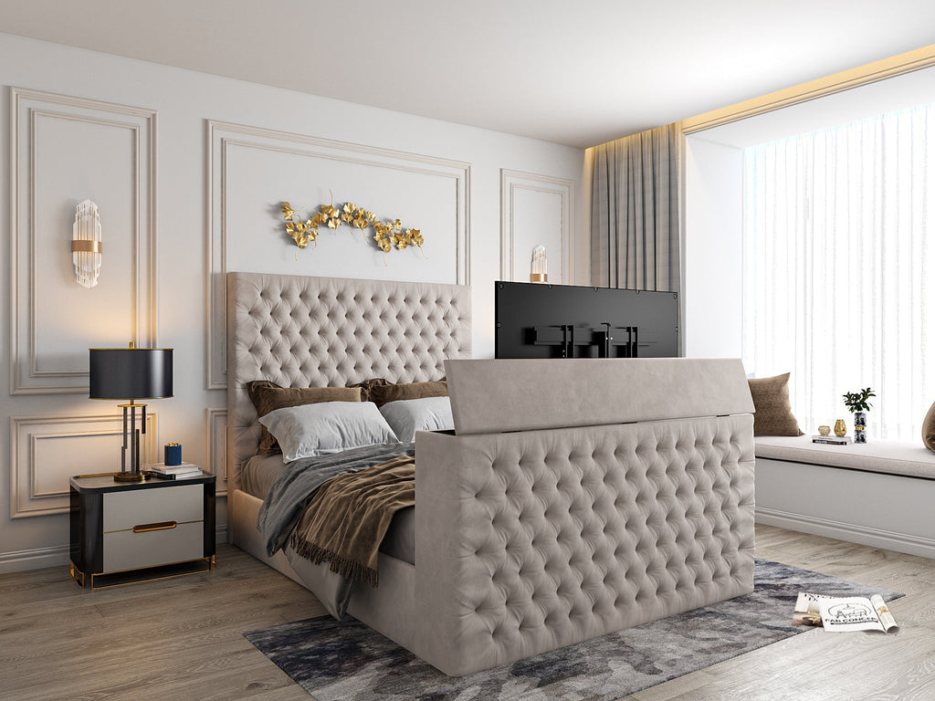 Colina Upholstered Soft Velvet Tv Bed Frame