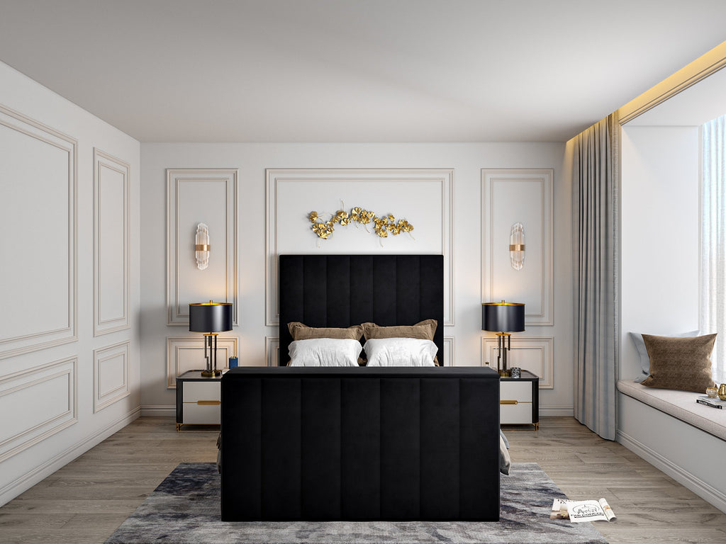Greenport Upholstered Soft Velvet Line Tv Bespoke Bed Frame