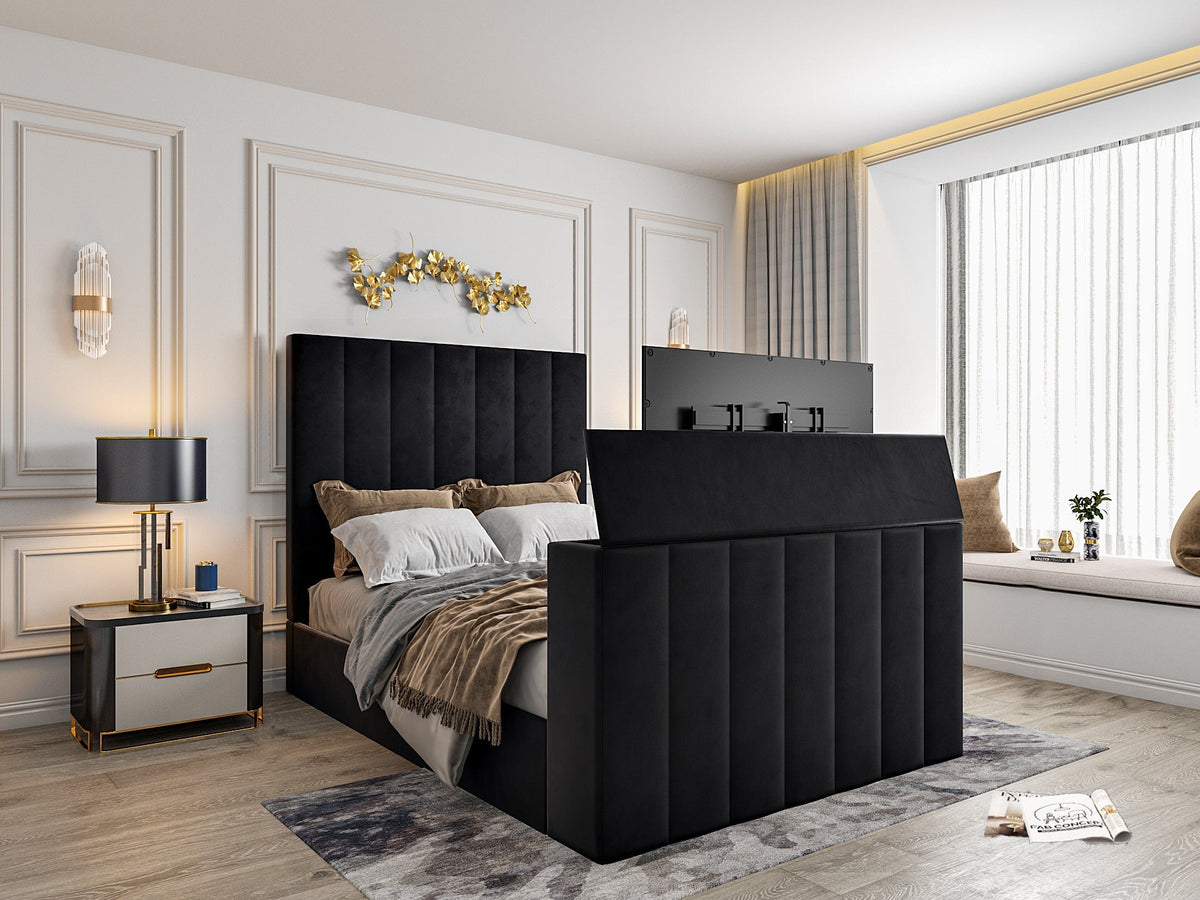 Greenport Upholstered Soft Velvet Line Tv Bespoke Bed Frame