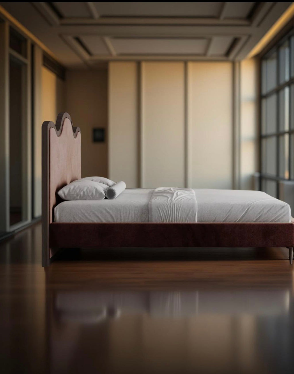 Wave Crest Wooden Bed Frame