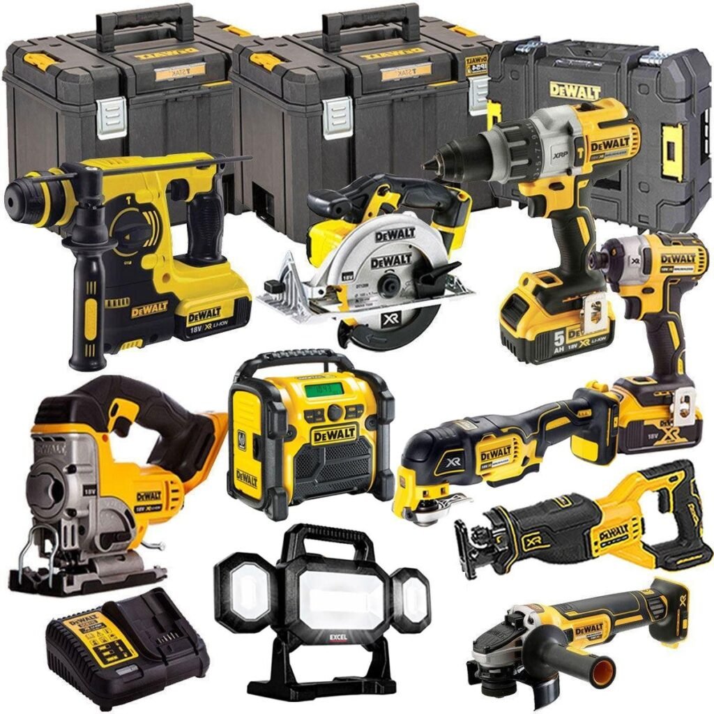 18V Cordless 10-Piece Power Tool Kit with 3 x 5.0Ah Batteries & Charger incl. Radio