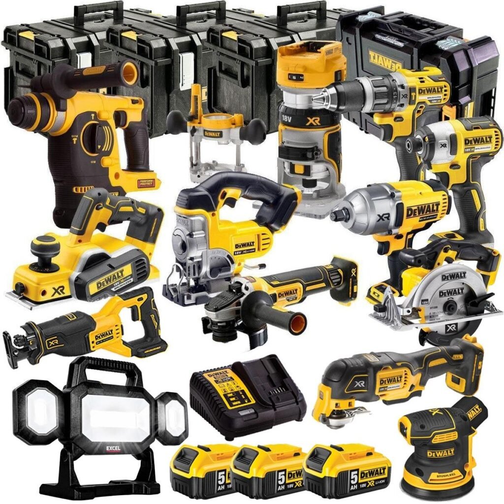 18V Cordless 13-Piece Power Tool Kit with 3 x 5.0Ah Batteries & Charger incl. Grinder