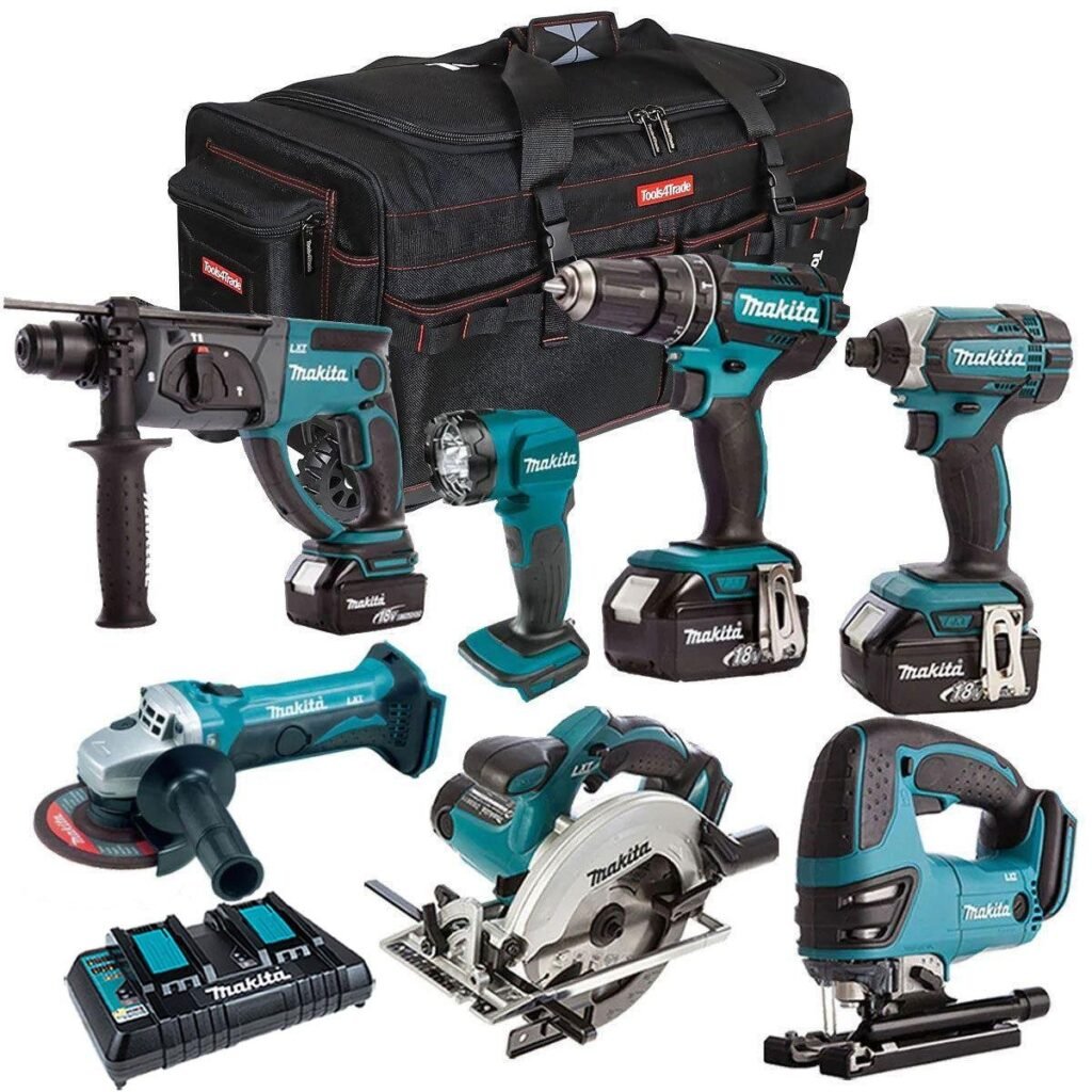 18V Cordless 7-Piece Power Tool Kit with 3 x 5.0Ah Batteries & Charger