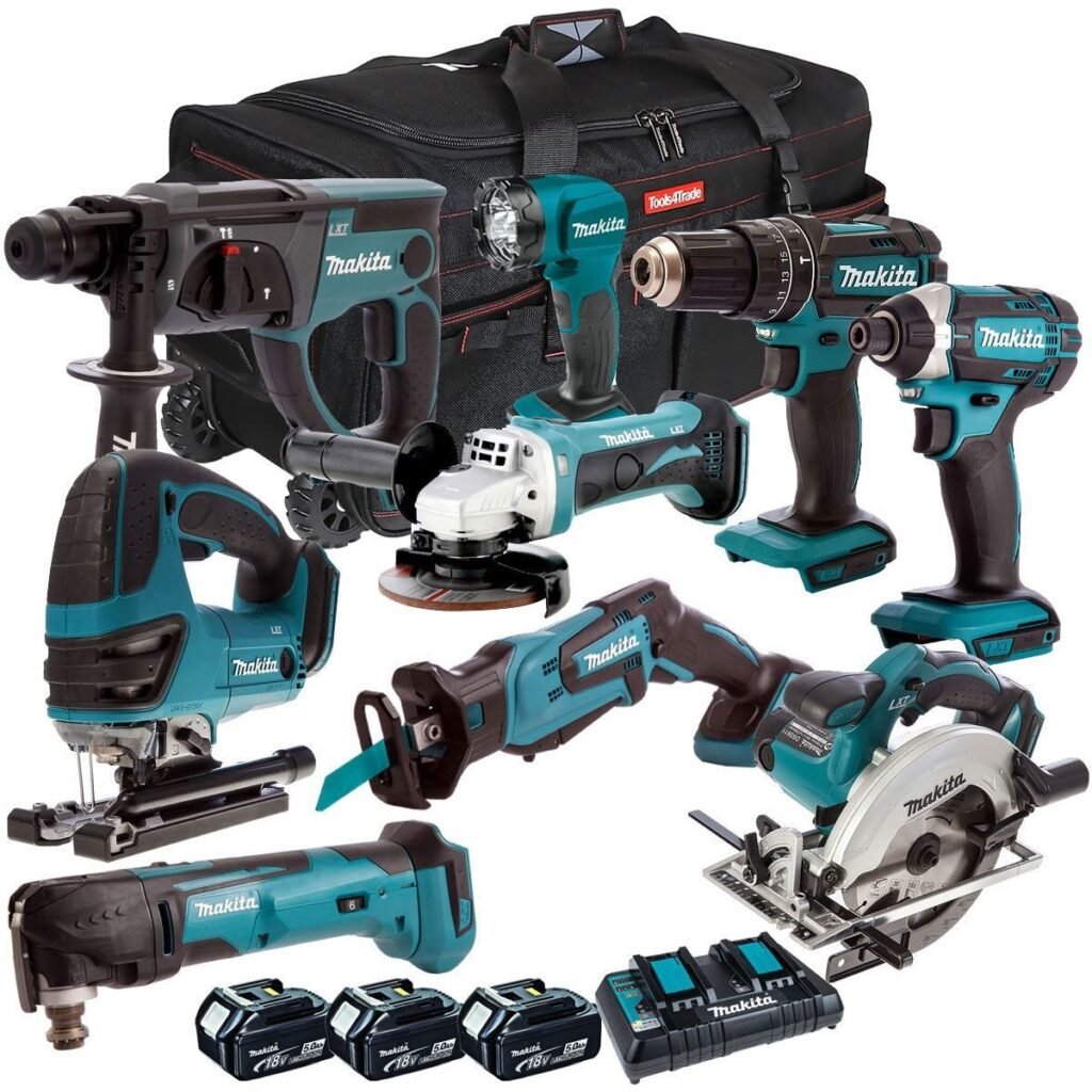18V Cordless 9-Piece Power Tool Kit with 3 x 5.0Ah Batteries & Charger (Set A)