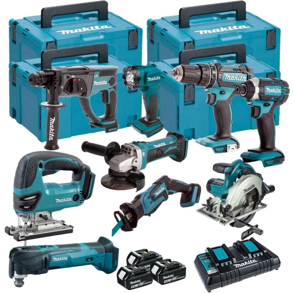 18V Cordless 9-Piece Power Tool Kit with 3 x 5.0Ah Batteries & Charger (Set B)