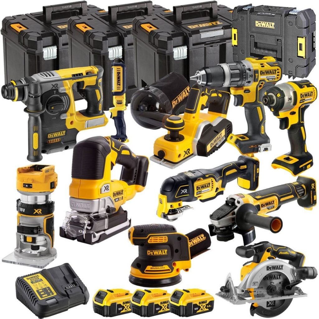 18V Cordless Brushless 11-Piece Power Tool Kit with 3 x 5.0Ah Batteries & Charger