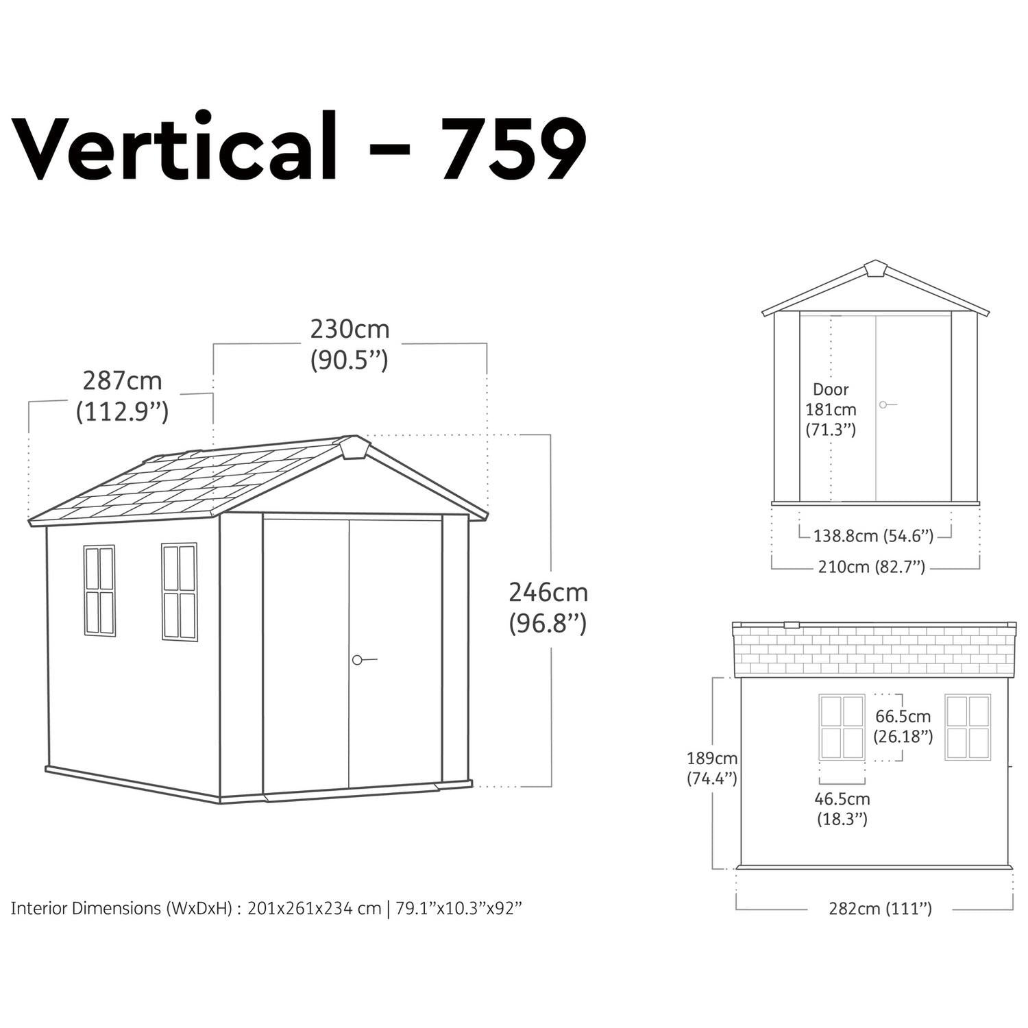 Keter Newton Plus Apex Plastic Shed 7.5 × 9 ft Grey