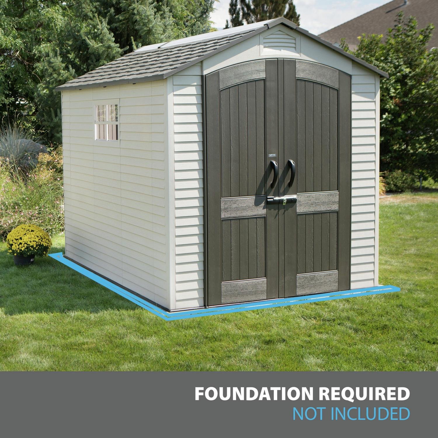 Lifetime apex shed in a garden