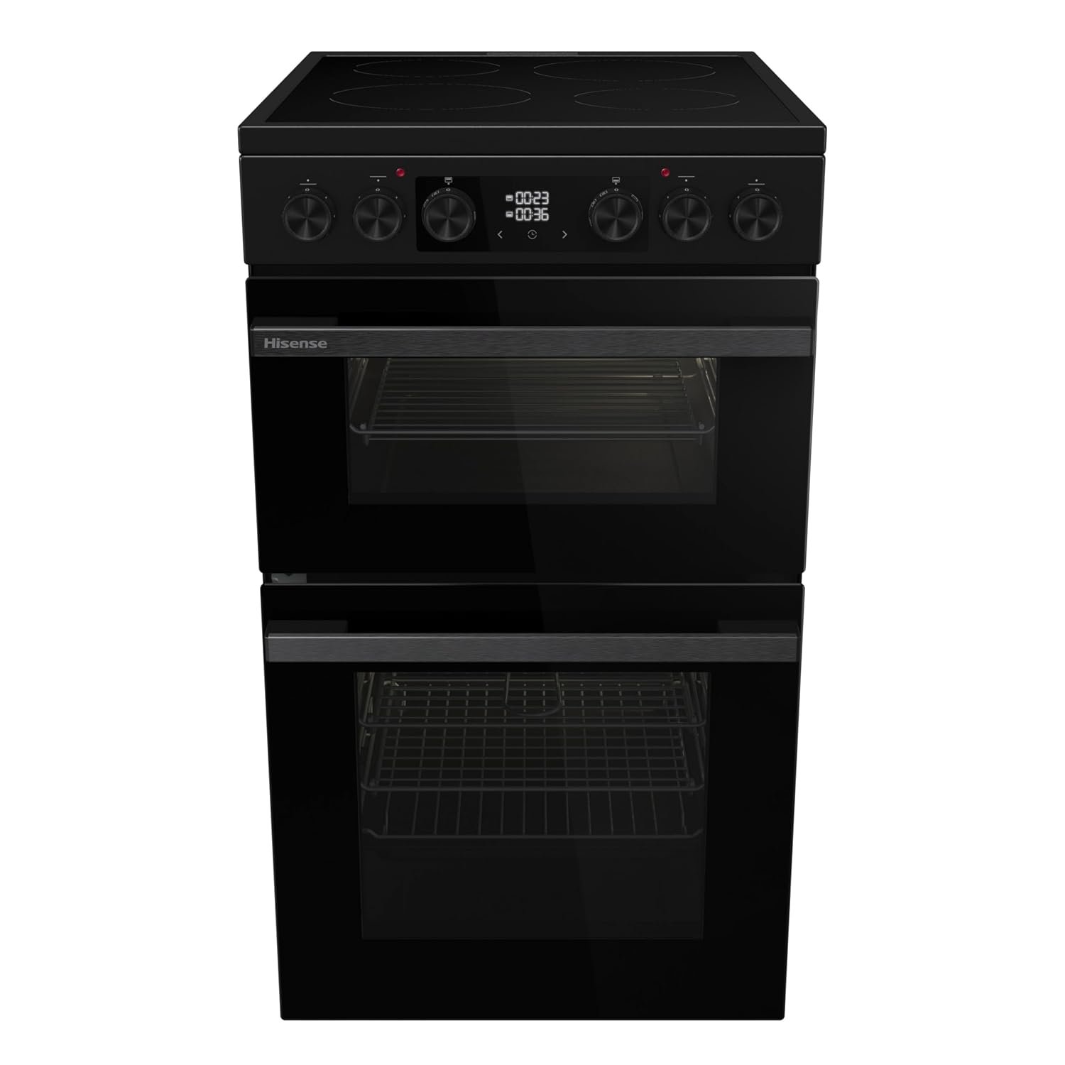 Black freestanding electric double oven cooker