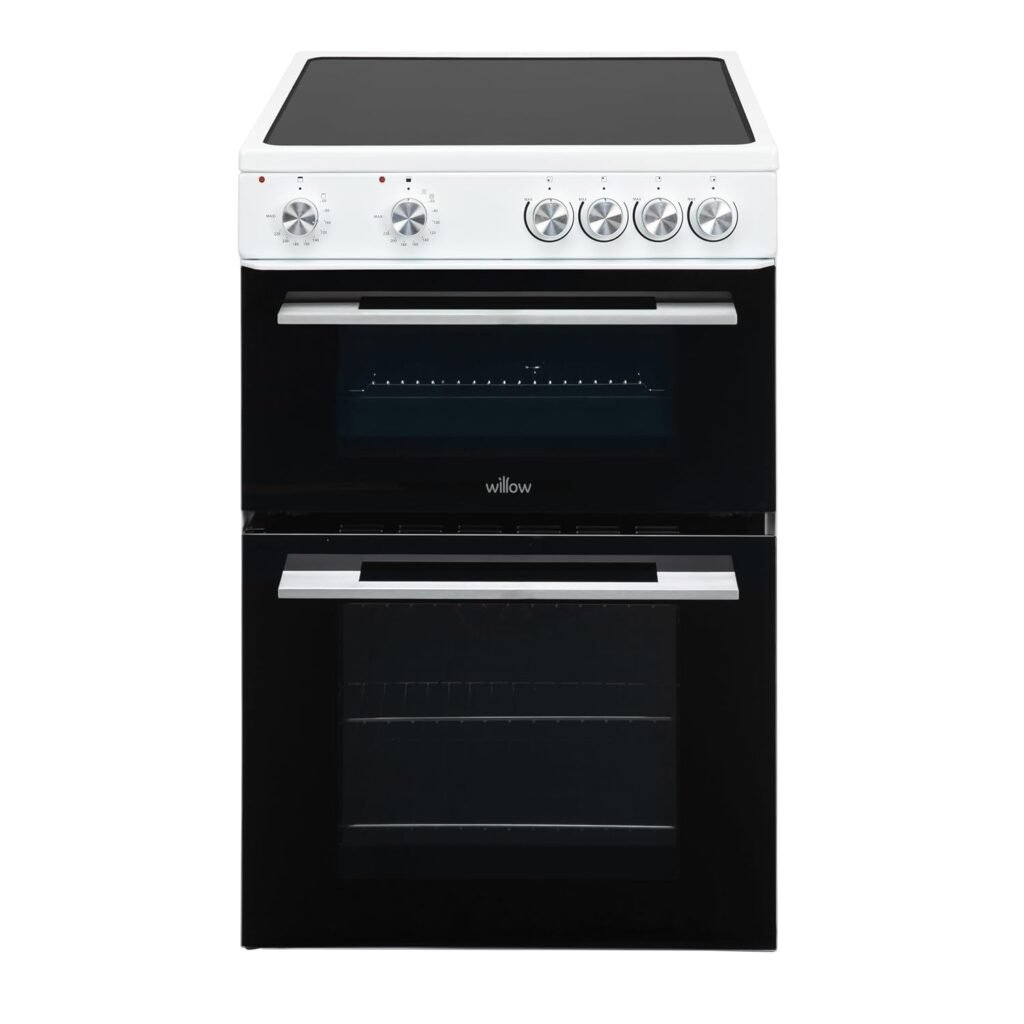 Freestanding Electric Cooker 68L Twin Cavity Ceramic Hob 4 Zones White