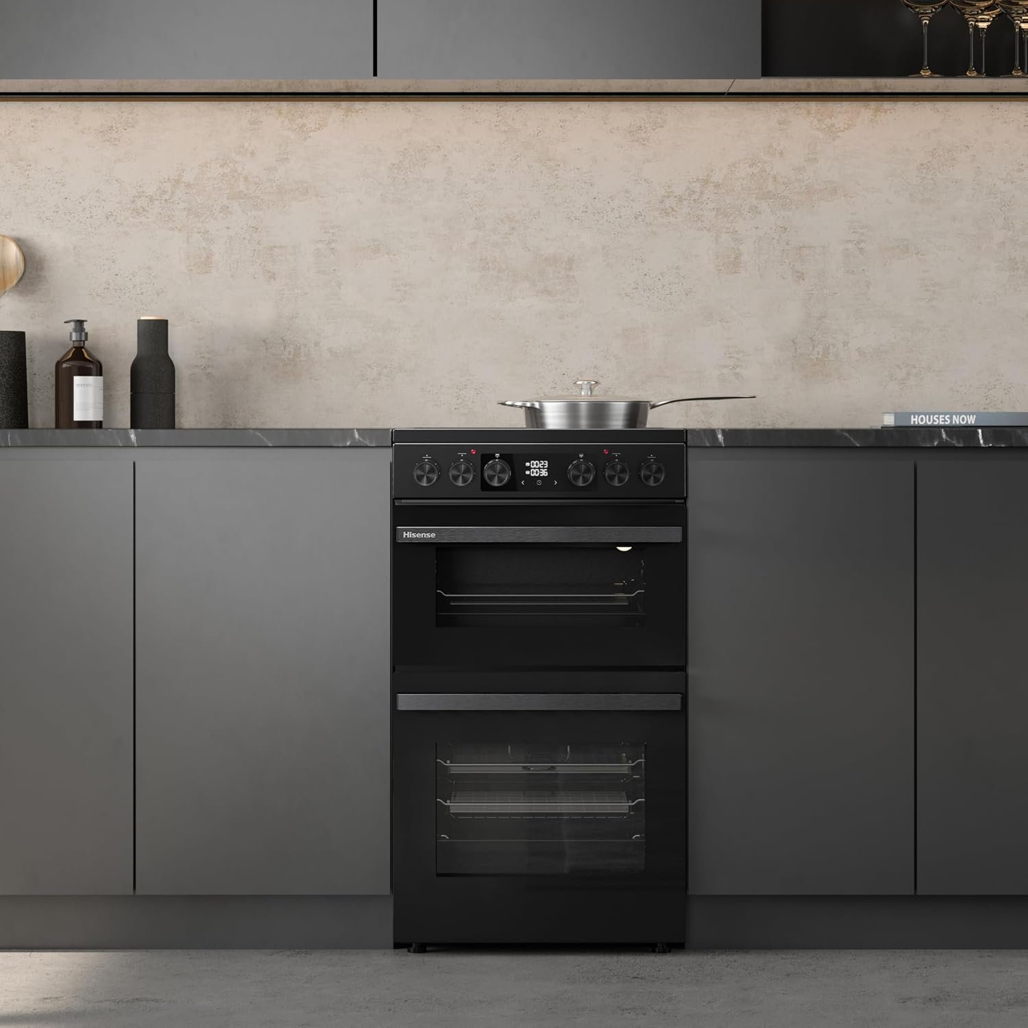 Main oven interior with wire shelves