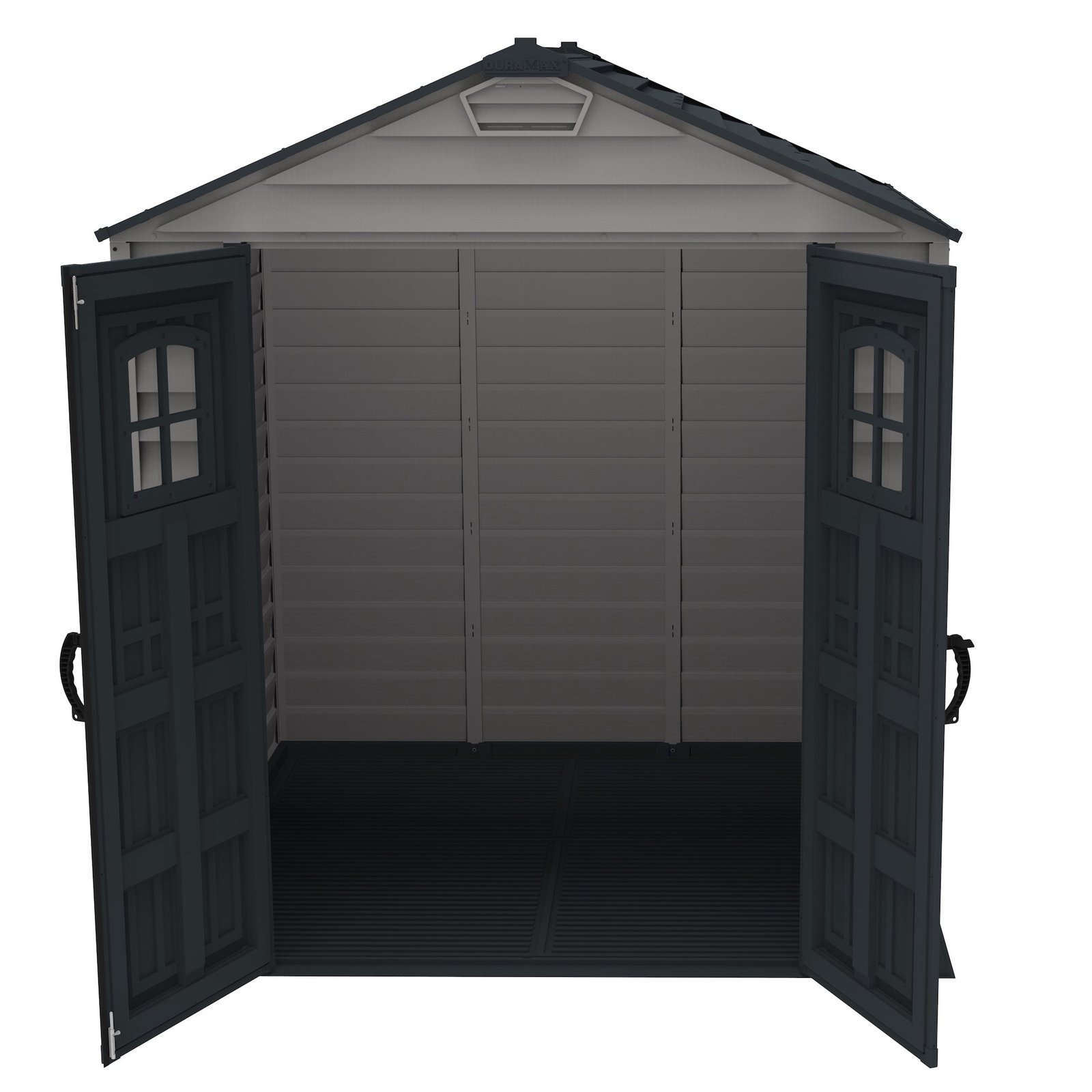 Empty interior of the StoreMax Plus 7x7 shed