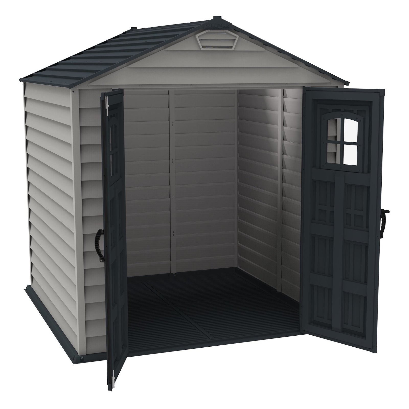 StoreMax Plus 7x7 shed with doors opened