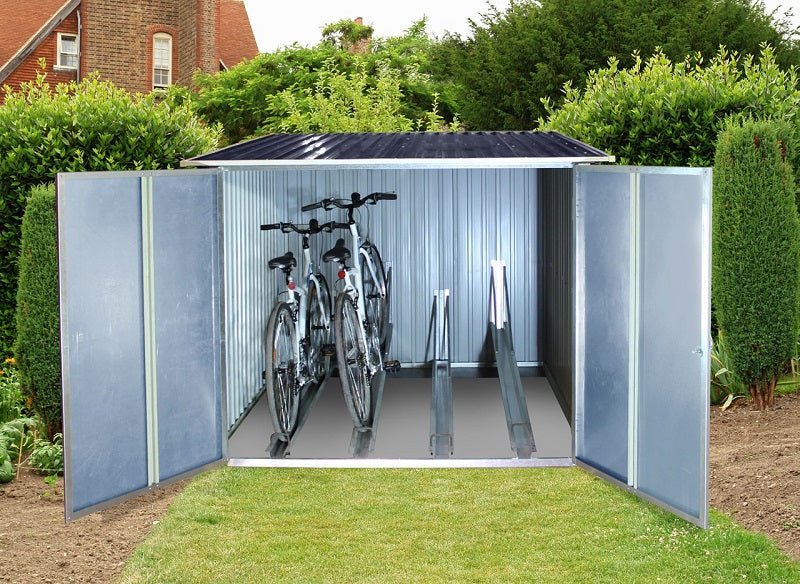 Duramax bicycle shed placed outdoors