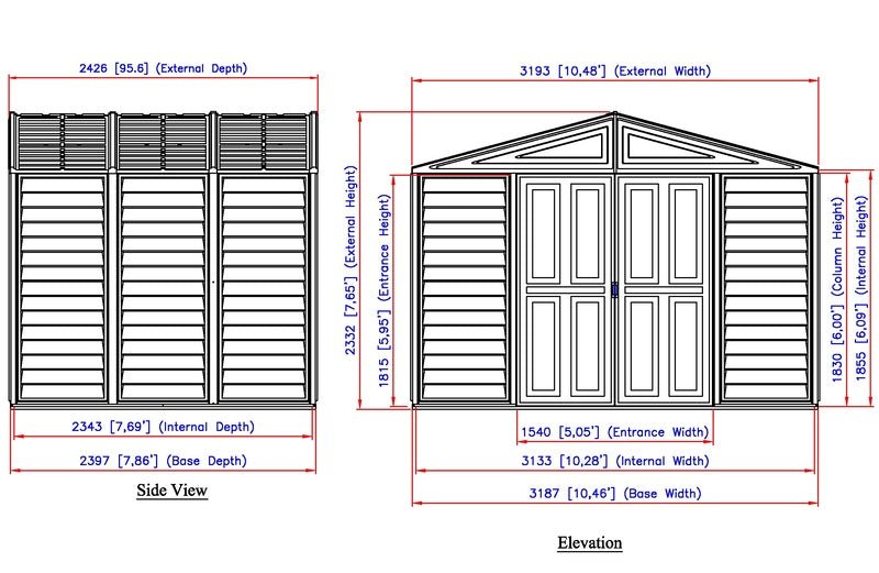 Duramax WoodSide Adobe Plus 10.5'x8' Shed with Foundation Kit and Window