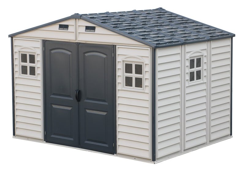 Duramax WoodSide Adobe Plus 10.5'x8' Shed with Foundation Kit and Window