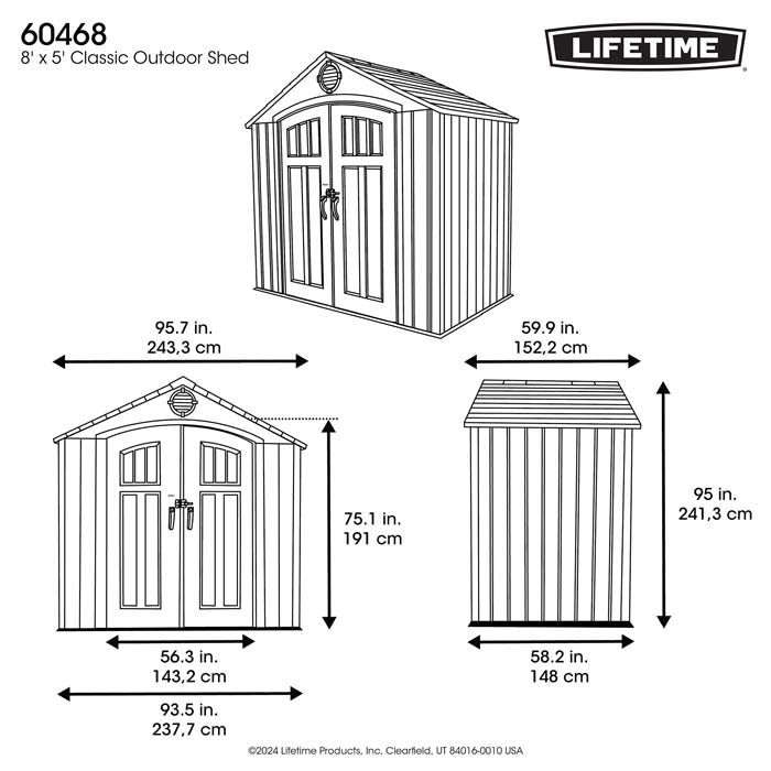 Lifetime 8 Ft. x 5 Ft. Classic Outdoor Storage Shed - 60468